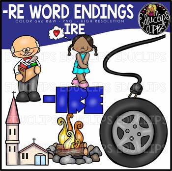 Preview of Word Endings –IRE Clip Art Bundle {Educlips Clipart}