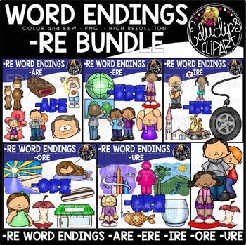 Preview of Word Endings –RE Clip Art Big Bundle {Educlips Clipart}