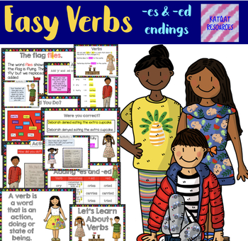 Preview of Word Endings - ed -es  Easy Verbs