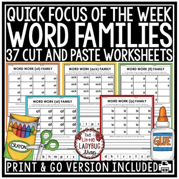 word families activities 1st grade 2nd grade word family worksheets