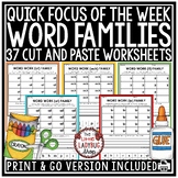 Word Families Activities Worksheets Short Vowels Word Fami