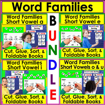 Word Families Mega BUNDLE VALUE + Bonus CVC Boom Cards Digital Task Cards
