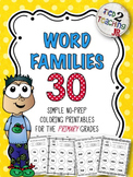 Word Families - 30 Simple (COLORING) No-Prep Printables