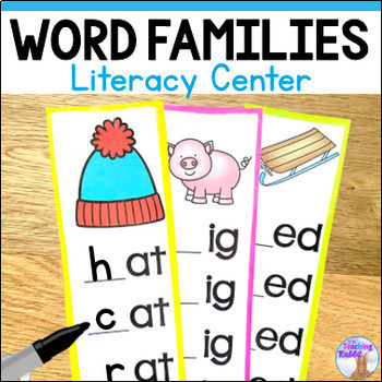 Preview of Word Families Activity - Short and Long Vowel Strips - Kindergarten, 1st & 2nd