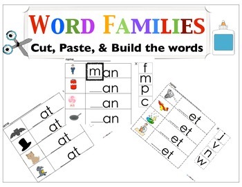 Word Families Cut & Paste Pack by Jady Alvarez | TpT