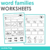 CVC Word Families Word Work | No Prep Cut & Paste Worksheets