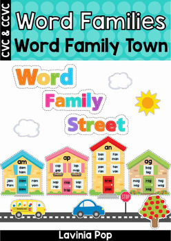 Preview of Word Family Town Word Wall (CVC and CCVC words)