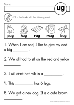 Word Family Fill in the Blanks by Lavinia Pop | TPT