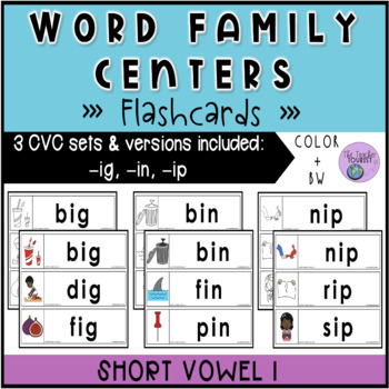 Word Families Flashcards Short I by The Teacher Tourist | TPT