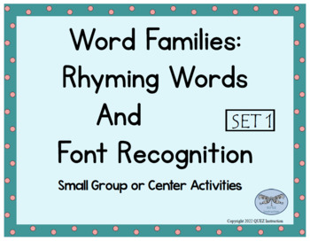 Preview of Word Families - Rhyming Words and Font Recognition (SET 1)