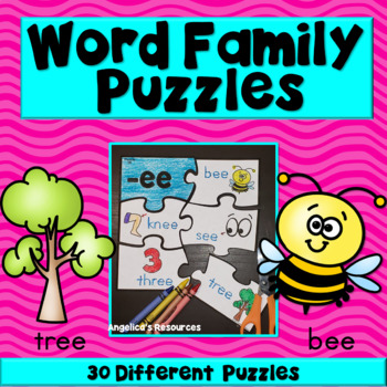 Preview of Word Families Fun Phonics Game Rhyming Endings Puzzles | Coloring Pages| Tracing