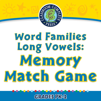 Preview of Word Families Long Vowels: Memory Match Game - NOTEBOOK Gr. PK-2