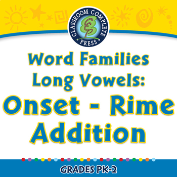 Preview of Word Families Long Vowels: Onset - Rime Addition - NOTEBOOK Gr. PK-2