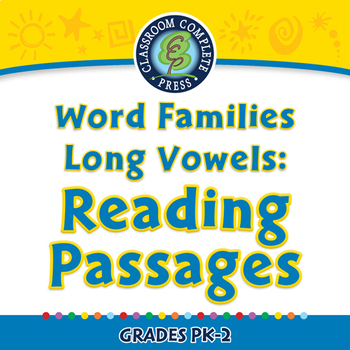 Preview of Word Families Long Vowels: Reading Passages - NOTEBOOK Gr. PK-2