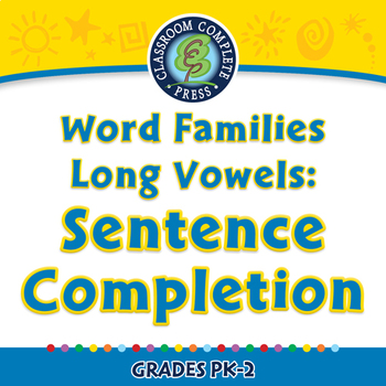 Preview of Word Families Long Vowels: Sentence Completion - NOTEBOOK Gr. PK-2