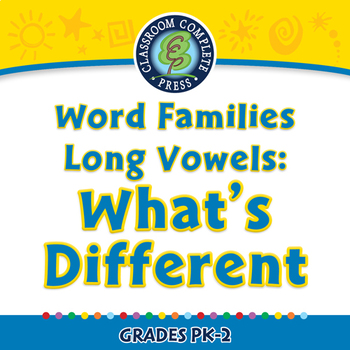 Preview of Word Families Long Vowels: What's Different - NOTEBOOK Gr. PK-2