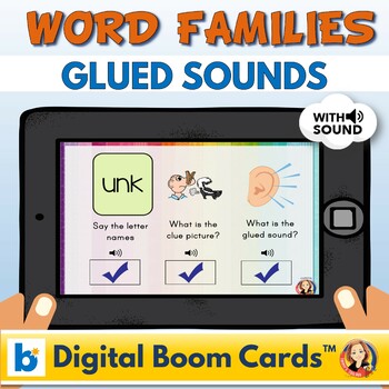 Preview of Word Families Welded Glued Sounds Digital Boom Task Cards