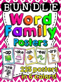 Preview of Word Families Posters BUNDLE (Phonics Posters) - Great for Phonics Sound Walls