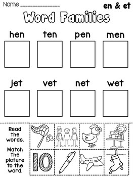 short vowel word families worksheets bundle by miss