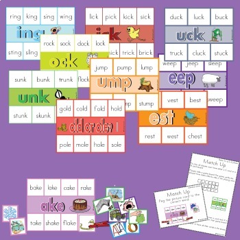 Word Family Stations for long and short vowel sounds by Teaching Trove