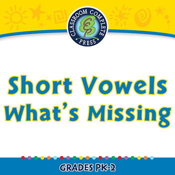 Preview of Word Families Short Vowels: Short Vowels What's Missing - NOTEBOOK Gr. PK-2