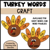 Word Families & Sight Words Turkey Craft