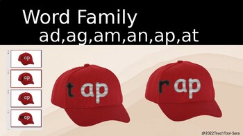 Preview of Word Families Slides Short /a/  ad,ag,am,an,ap,at