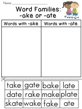 Word Families Sort Worksheets (Entire Year Set) by Miss ...