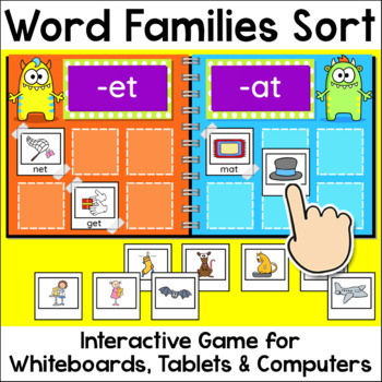 Preview of CVC Word Families Game - Sorting Activity for In-Class and Distance Learning