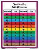 Word Families Table Of Contents