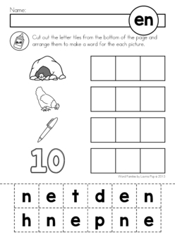 grade sheets 5 and 4 math for CVC Word Word Work Paste Families Prep No Cut Worksheets &