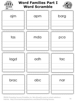 Word Families Worksheets 1st Grade Reading Prehension