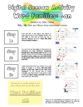 Preview of Word Families: -an (SEESAW)