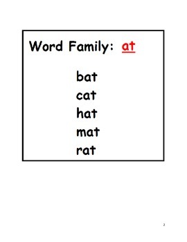 Word Families an, at, ap, ag, ad - Activity for students on Autism Spectrum