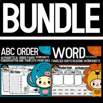 Preview of Word Families and ABC Order worksheets BUNDLE