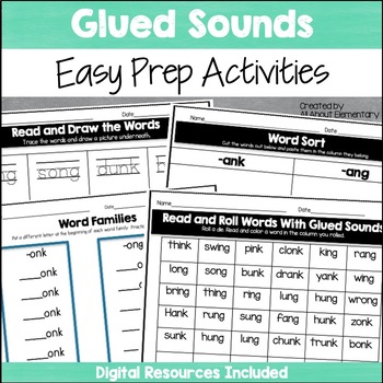 Preview of Glued Sounds {-ang, -ank, -ing, -ink, -onk, -ong, -unk, -ung} Phonics Activities