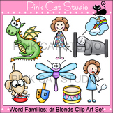 Word Families: dr Blends Clip Art - dragon, dress, dream, 
