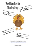 Thanksgiving Word Families
