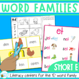 Word Families Word Work for Short E - charts, playdough ma