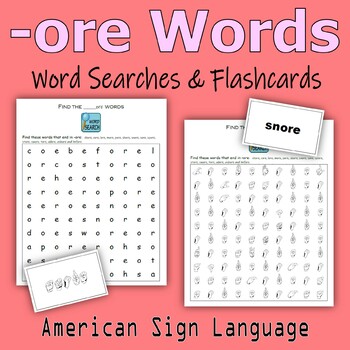 Preview of Word Families -ore words (Word Searches & Flashcards)