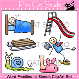 Word Families: sl Blends Clip Art - Personal or Commercial Use