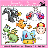 Word Families: sm Blends Clip Art - small, smell, smile, s