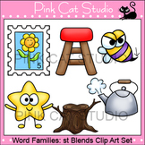 Word Families: st Blends Clip Art - stamp, star, steam, st