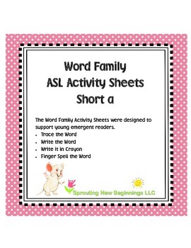 Preview of American Sign Language - Word Family ASL Activity Sheets Short /a/