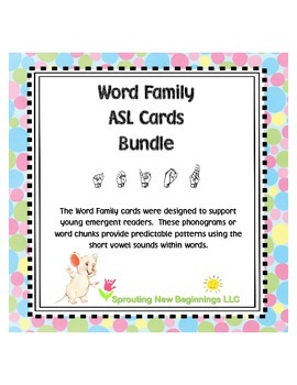 Preview of American Sign Language - Word Family ASL Cards Bundled, Short Vowels