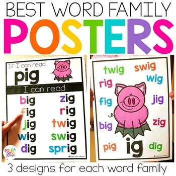 Preview of Word Families Posters with Phonics Anchor Charts and Activities