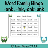 Word Family Phonics Bingo Game (-ank, -ink, -onk, -unk) | 