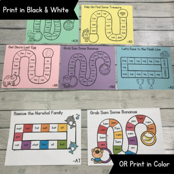 Word Family Board Games NO PREP - Short Vowel Sounds