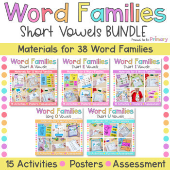 Preview of Short Vowel Word Families Phonics & Rhyming Worksheets & CVC Words Activities