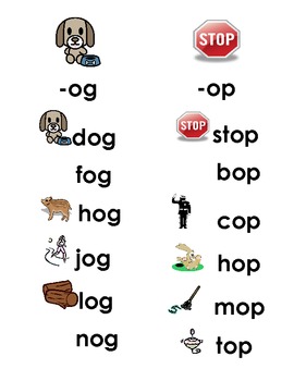 Word Family/ CVC Lists with Pictures All Vowels by Julia Crowe | TpT